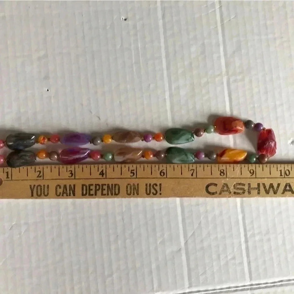 Vtg Marbled Beaded  Necklace - Picture 7 of 8